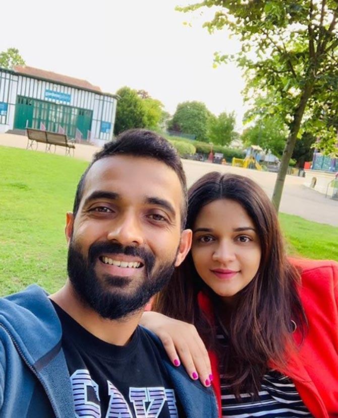 On their fifth wedding anniversary, Ajinkya Rahane shared a lovely selfie with wife Radhika and captioned it, 'Just married...5 years ago #HappyAnniversary @radhika_dhopavkar'