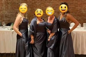 Bridesmaids trolled for being given 'bin bag' dresses for wedding