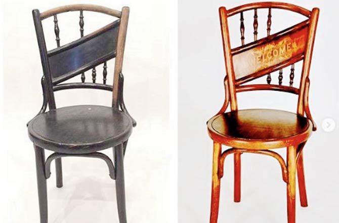 Before and after photos of the chairs