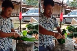 Vendor wraps meat with leaves instead of plastic; starts revolution