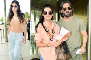Katrina Kaif and Suniel Shetty with wife Mana at Mumbai airport