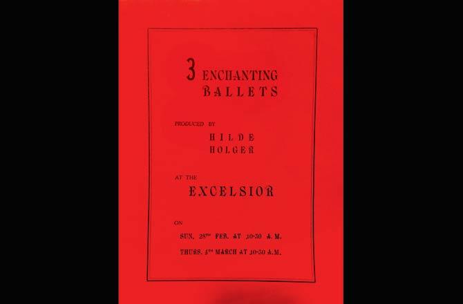 Brochure announcing 3 Enchanting Ballets, produced by Hilde Holger. Her name on the studio