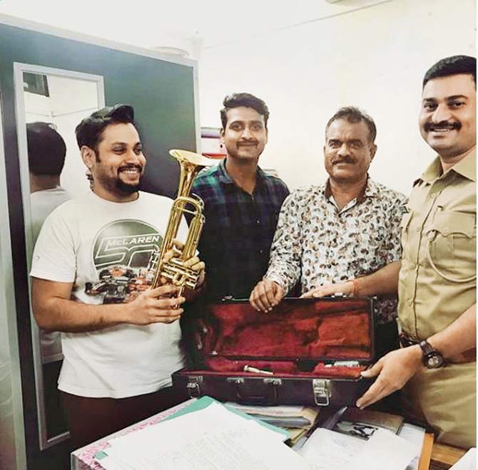 (From left) James Miranda, police constable Ganesh Ghodse, head constable Ramakant Wagh and private crime investigator Sandip Patil