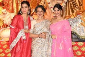 Kajol celebrates Durga Puja with Tanishaa Mukerji and mother Tanuja