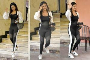 Nidhhi Agerwal aces the monochrome gym look in Juhu
