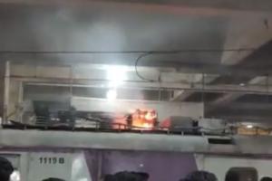 Train catches fire at Vashi after person throws bag on pantograph