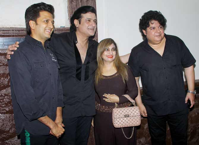 Rohit Roy, Sajid Khan, Riteish Deshmukh and Jackie Shroff were some of the B-town celebs spotted at the birthday bash.
In picture: Riteish Deshmukh, Armaan Kohli and Sajid Khan at the bash.