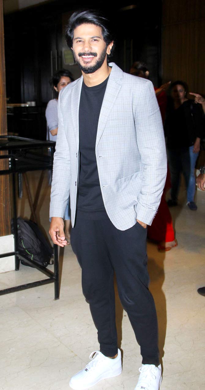 Dulquer Salmaan was all smiles when clicked at The Zoya Factor promotions in a plush hotel in Juhu. 