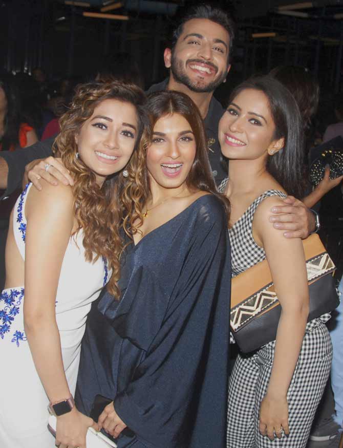 Shiny Doshi poses with Dheeraj Dhoopar, Vinny Arora and Tinaa Dattaa at the party in Mumbai.