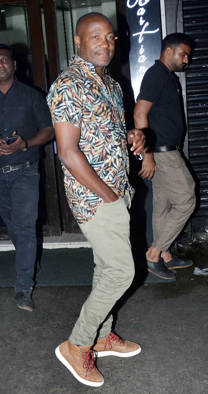 West Indies cricket legend Brian Lara was seen in the suburbs of Mumbai as he visited a restaurant in Bandra