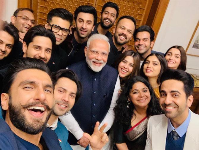 In January 2019, the young brigade of the Hindi film industry went to meet Prime Minister Narendra Modi. The B-Town delegation which comprised of actors, directors among others and they discussed the participation and contribution of the youth icons towards nation-building. The delegation included Rohit Shetty, Ranbir Kapoor, Bhumi Pednekar, Ayushmann Khurrana, Ashwiny Iyer, Sidharth Malhotra, Ekta Kapoor, Rajkummar Rao, Ranveer Singh, Alia Bhatt, Vicky Kaushal, and Varun Dhawan.