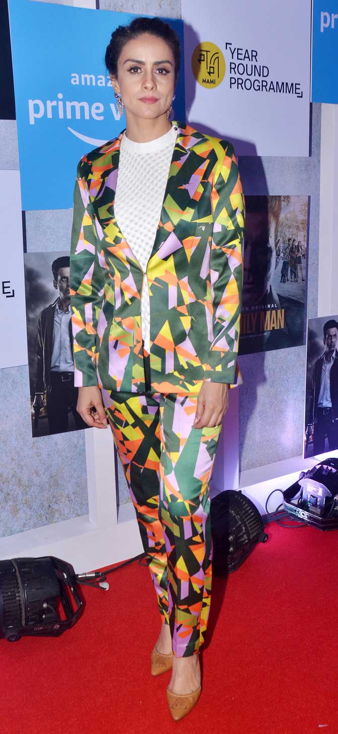 The Family Man seamlessly couples drama, action, thrill and surprisingly wry humour in a highly binge-worthy 10 episodes.
In picture: Gul Panag sported a geometric print pantsuit, paired with white turtleneck top for the special screening.