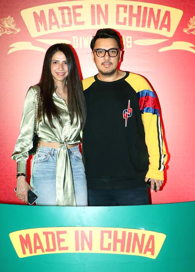 Made In China is based on the life of a struggling businessman, Raghu (Rajkummar Rao), who embarks on a journey to China in order to make his business flourish.
In picture: Producer Dinesh Vijan and wife Pramita Tanwar at Made In China trailer launch in Juhu.