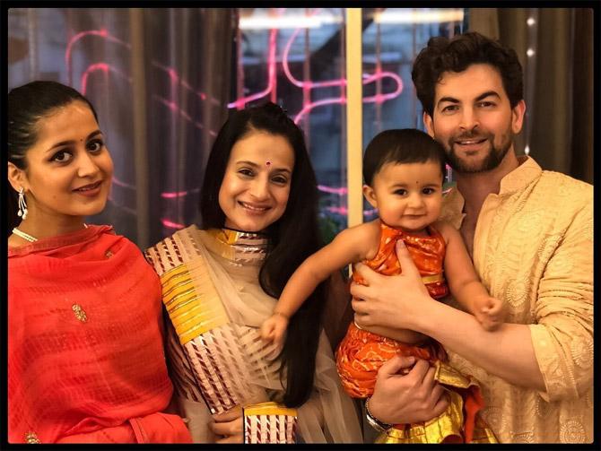 Fans couldn't stop ooh-ing and aww-ing after the pictures of Neil Nitin Mukesh's little bundle of joy from the Ganpati celebrations at their celebrations were out on social media. Neil shared this picture with his dear friend-actress Ameesha Patel. 