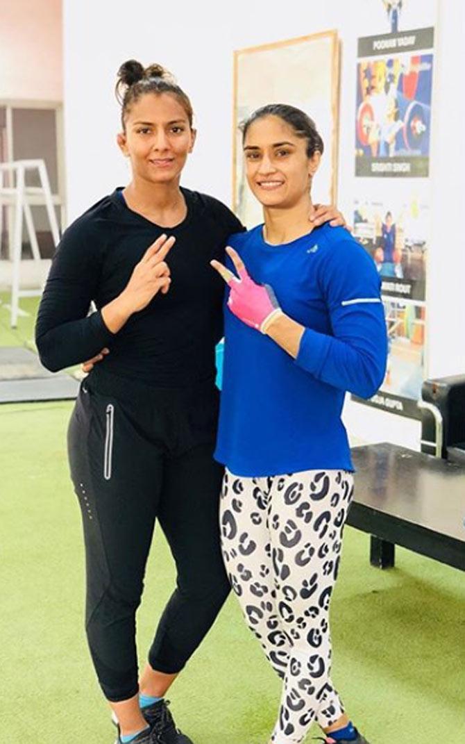 Vinesh Phogat shared this picture with sister Geeta Phogat and captioned it, 'Practice polishes our work! Skillfull. Swift. Steady'