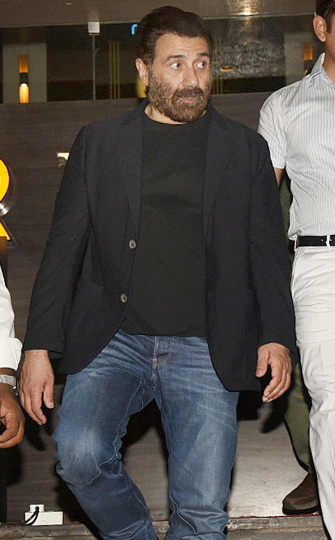 Sunny Deol has donned director's hat for his son Karan Deol's debut vehicle. The film also stars another debutante Sahher Bambba.
In picture: Sunny Deol at the special screening of Pal Pal Dil Ke Paas at a multiplex in Andheri.