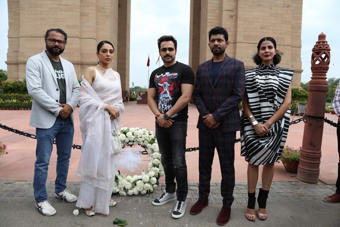 During the promotional event, Sobhita Dhulipala looked elegant in a white sari, while Kirti Kulhari looked chic in a striped black and white dress. Emraan maintained a casual look for the promotion of Bard Of Blood.