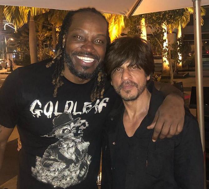In picture: Chris Gayle poses with Bollywood superstar Shah Rukh Khan