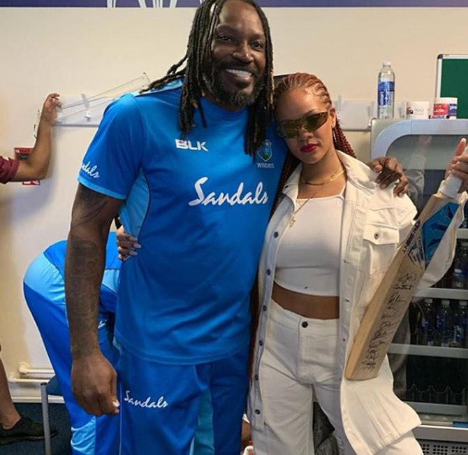 Chris Gayle posted this photo with R&B sensation Rihanna and captioned it, 'It’s a Caribbean thing, Ask RiRi! @badgalriri it was pleasure meeting you.Thanks for the cheers and support! May god continue to bless you. I hope you take up the offer to come to my Birthday Party September 20th #40ShadesOfGayle #UniverseBoss #NuffRespect @krisallyna333'