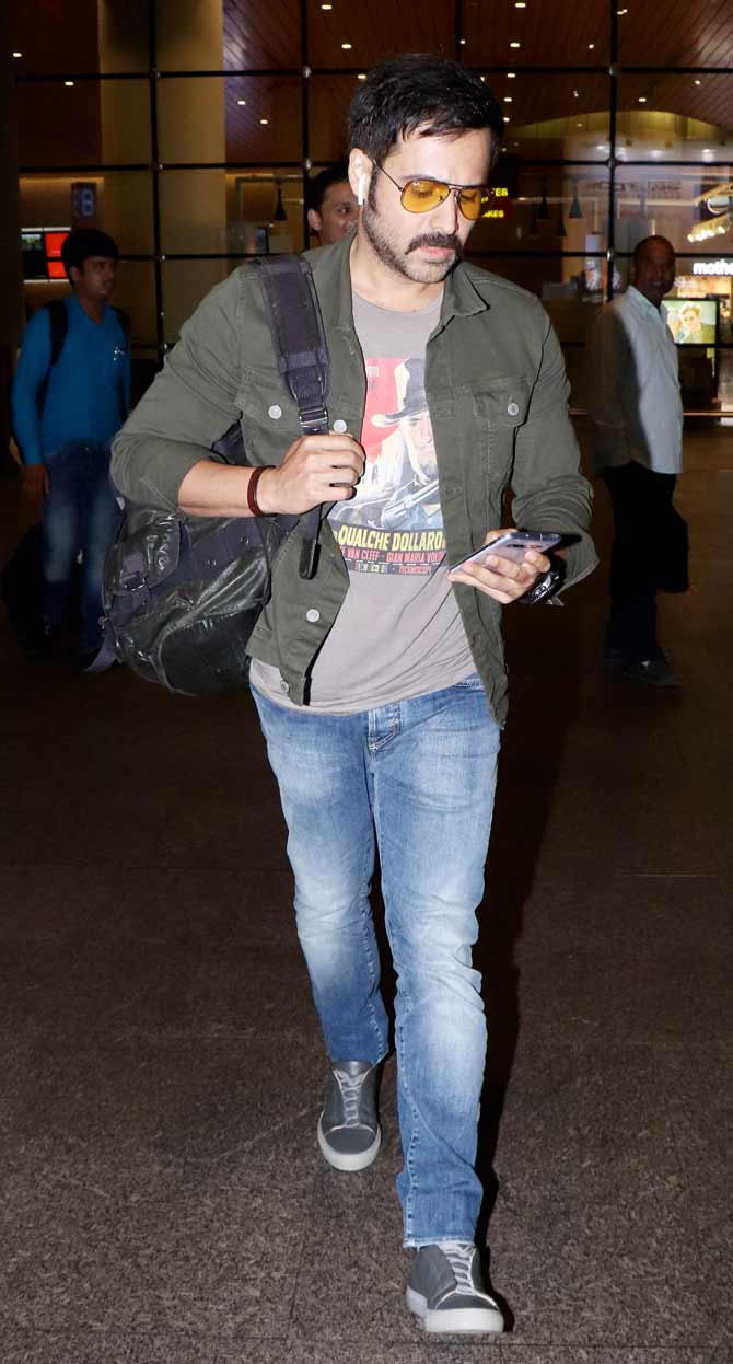 Emraan Hashmi, who was in Delhi to promote his upcoming web series Bard Of Blood was snapped at the Mumbai airport too.