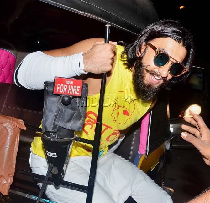 Ranveer Singh too took an auto ride after attending a promotional event for a fashion brand.