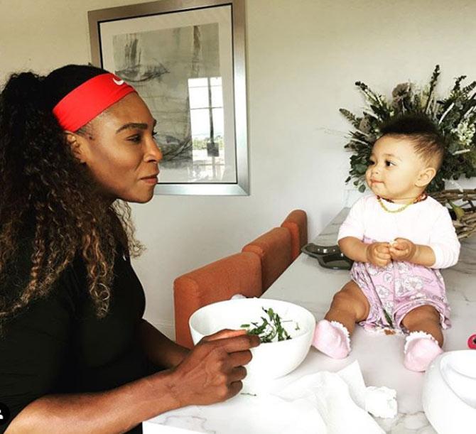 Serena Williams and her daughter Olympia look way too adorable in this photo as the mother-daughter duo cannot take their eyes off each other