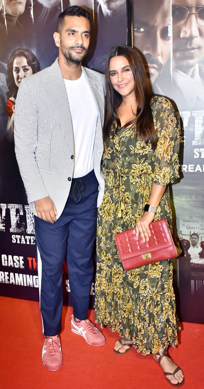 Angad Bedi plays the part of decorated public prosecutor Karl Jamshedji Khandalavala in the web-series The Verdict: State Vs Nanavati. The actor went the extra mile by sitting in on cases in the courtroom to understand the nuances of his role.
In picture: Angad Bedi with wife-actress Neha Dhupia.