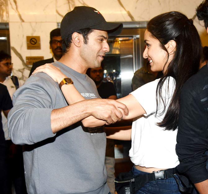 Chhichhore marks the coming together of Sajid Nadiadwala and Fox Star Studios after they delivered the hits Judwaa 2 and Baaghi 2, together.
In picture: Varun Dhawan and Shraddha Kapoor at the special screening of Chhichhore.