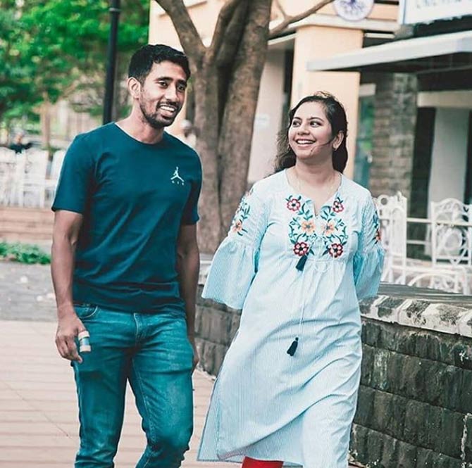 Wriddhiman Saha: The wicket-keeper batsman from West Bengal has played 32 Tests with 1,164 runs at an average of 30.63. Saha has 3 centuries and 5 fifties to his name. His highest score is 117.
In picture: Wriddhiman Saha with wife Romi Saha