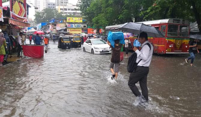 In the picture, waterlogging in Borivali east outside the railway station 
(Picture courtesy/Samiullah Khan)