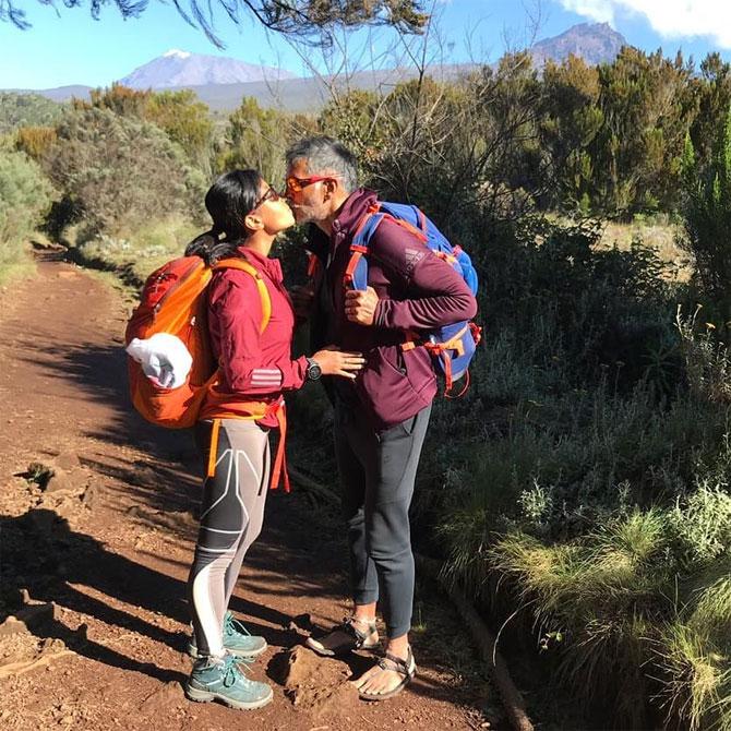 They have been constantly setting couple goals, right from there dating days till now. Milind Soman and Ankita Konwar's love story is one of the sweetest in Bollywood and the couple's latest photos from Mount Kilimanjaro on social media have upped the bar, leaving fans to go 'aww'! (All photos/Ankita Konwar and Milind Soman's official Instagram account)