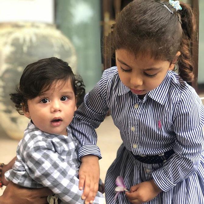 Sibling goals! The caption of this picture by Mira Rajput will surely make you say 'Aww'. Mira Rajput shared this adorable photo of Misha and Zain and narrated a cute little banter between the siblings, which is sure to remind you of your siblings. The caption read - 1. Z: 