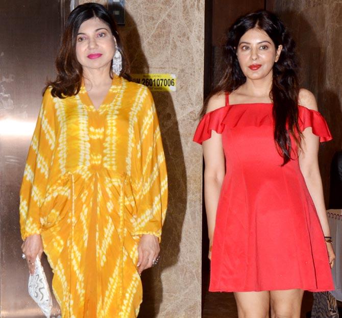 Alka Yagnik attended the musical night at Ramesh Taurani's residence with daughter Syesha Kapoor.