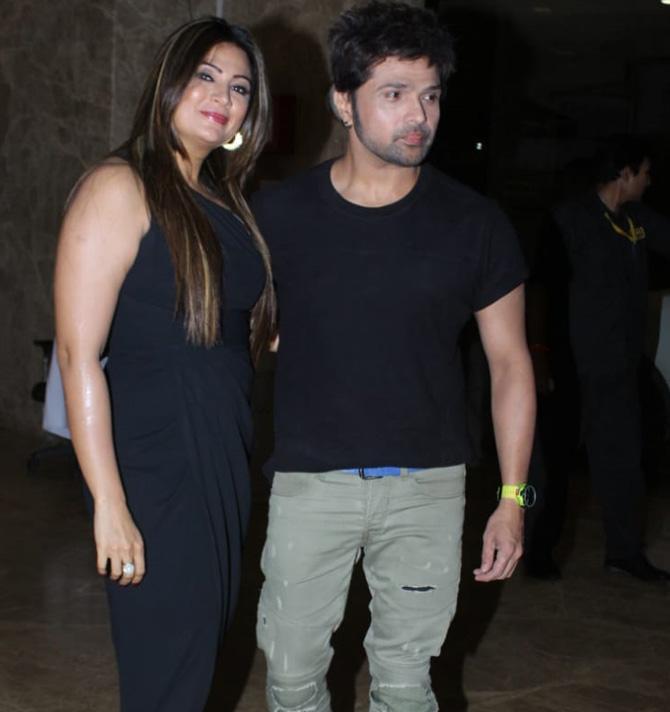 Himesh Reshammiya and wife Sonia Kapoor also attended Ramesh Taurani's musical evening at his residence in Bandra.