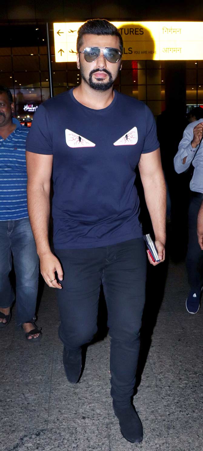Arjun Kapoor was also snapped at his casual best at the Mumbai airport. The actor will be next seen in Ashutosh Gowariker's historical drama, Panipat, opposite Kriti Sanon.