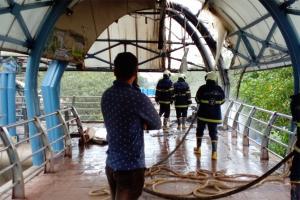 Fire breaks out on skywalk in Mumbai's Cotton Green