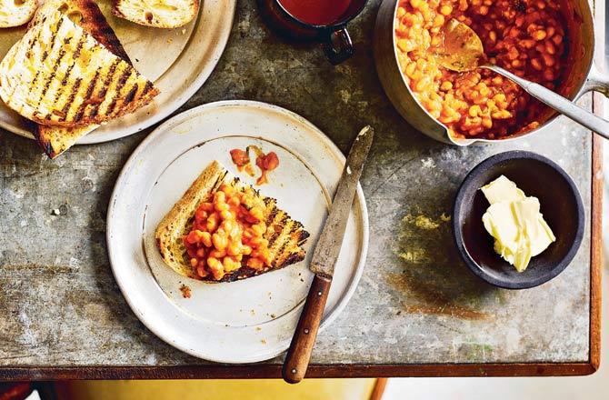 Fire toast and masala beans