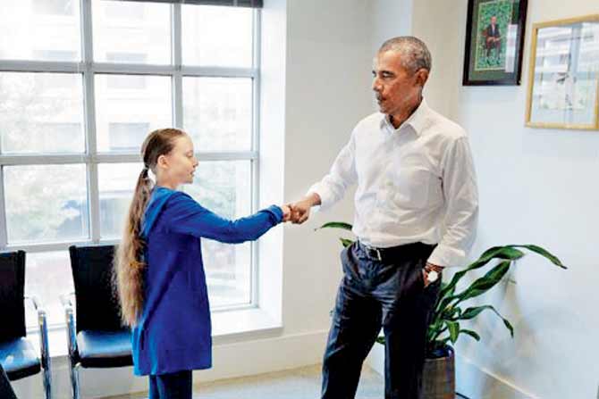 Greta Thunderberg and Barack Obama