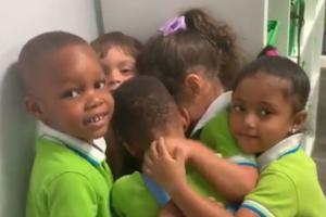 Toddler receives warm welcome from friends after surviving Hurricane