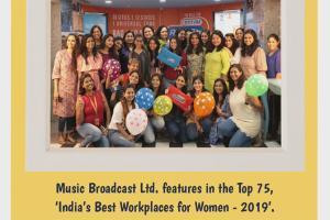 Music Broadcast Ltd. recognised amongst the Best Workplaces for Women
