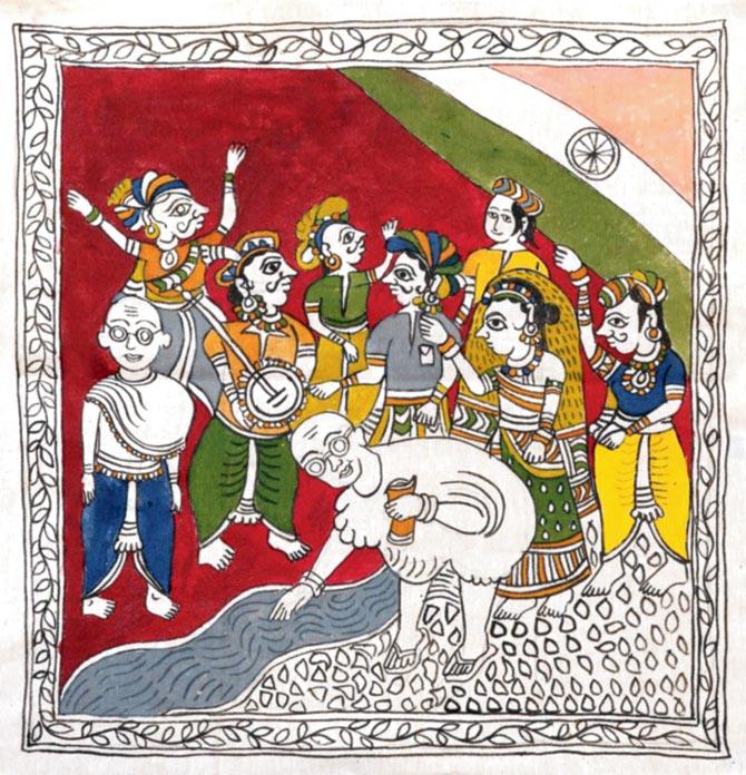 A deptiction of the Dandi yatra in Mata ni Pachedi