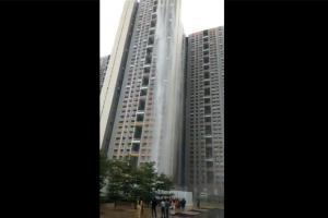 Mumbai rains: Wadala skyscraper turns into waterfall, video goes viral