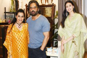 Suniel Shetty with daughter Athiya at Mana Shetty's fundraiser event