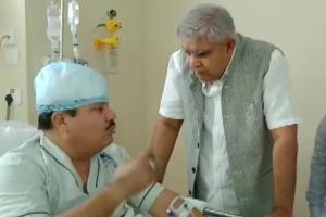 Governor Jagdeep Dhankhar meets BJP MP Arjun Singh at hospital