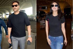 Ajay Devgn, Amrita Rao, Vaani Kapoor, Nora Fatehi at Mumbai airport