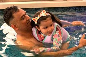 See Photos: Dhoni and his 'Baby shark' Ziva's pool time with Hardik