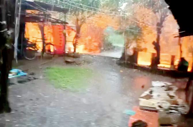 Fire at the processing plant spread to the nullah in the village in no time and injured one villager