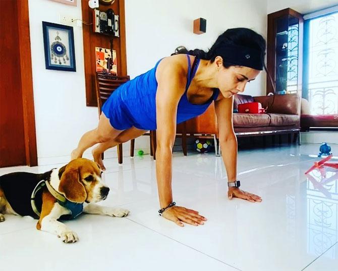 Gul Panag also took time out to work out and also motivated her followers on Instagram. She posted a video of her doing push-ups and wrote, 