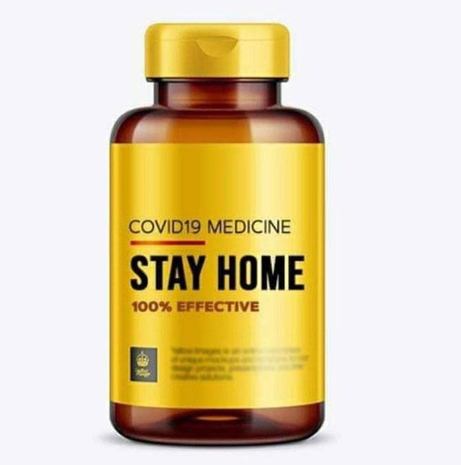 Sushmita Sen also shared and important update urging her followers to not self medicate. She shared a photo of a medicine bottle with label saying 'Stay Home' and wrote, 