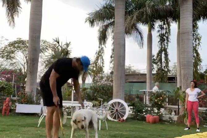 The duo also uploaded a timelapse video as they played badminton in their lawn after a very long time.
